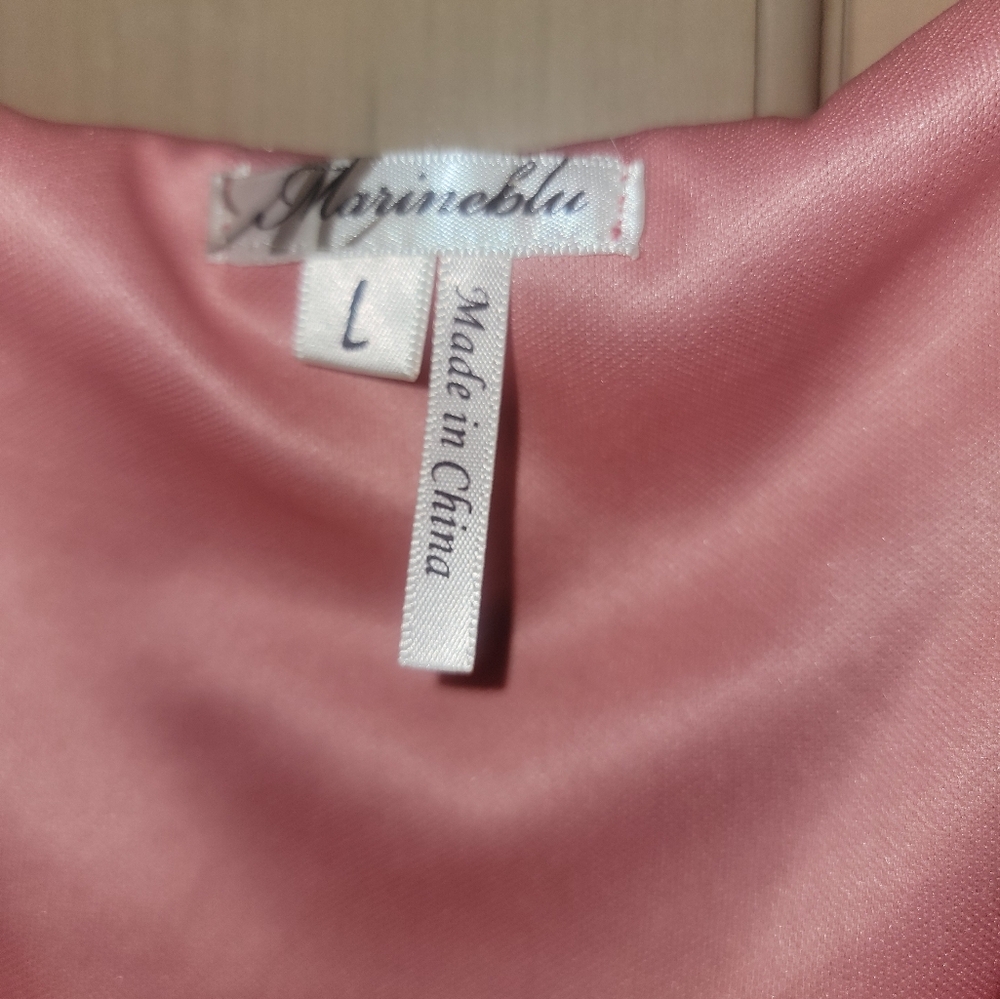 Misses Sz L Coral Dress Marineblu Sleeveless Partial Open Back Longer In Back - Picture 6 of 8